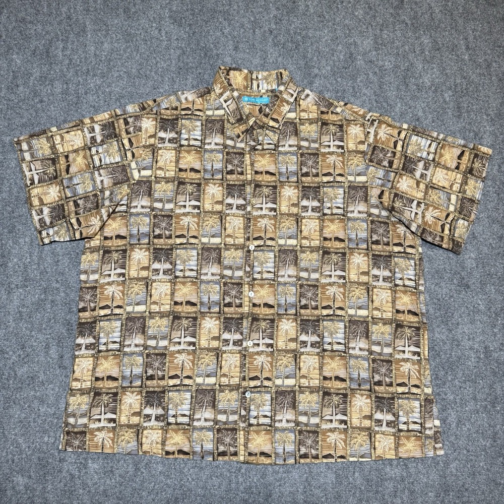 Tori Richard Men 2XB Cotton Lawn Hawaiian Tropical‎ Palms Print Short Sleeve